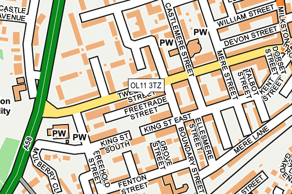 OL11 3TZ map - OS OpenMap – Local (Ordnance Survey)