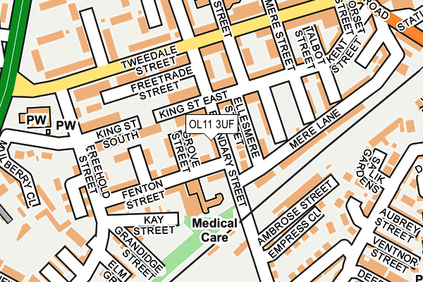 OL11 3UF map - OS OpenMap – Local (Ordnance Survey)