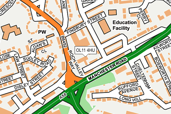 OL11 4HU map - OS OpenMap – Local (Ordnance Survey)