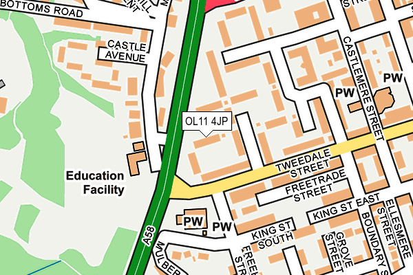 OL11 4JP map - OS OpenMap – Local (Ordnance Survey)