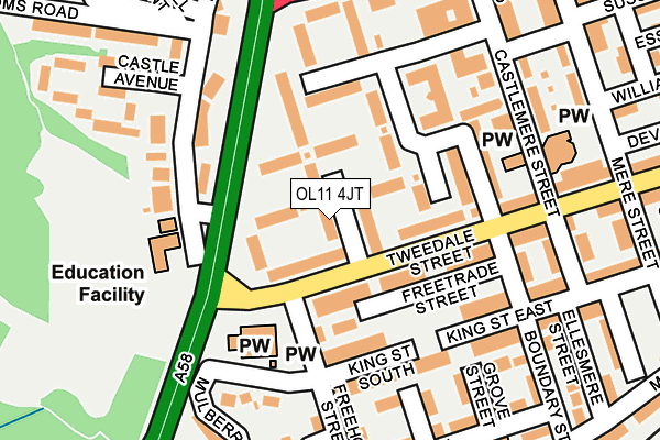 OL11 4JT map - OS OpenMap – Local (Ordnance Survey)