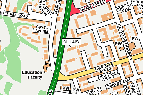 OL11 4JW map - OS OpenMap – Local (Ordnance Survey)