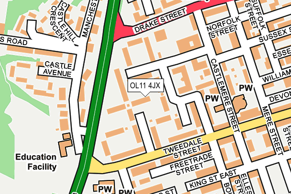 OL11 4JX map - OS OpenMap – Local (Ordnance Survey)