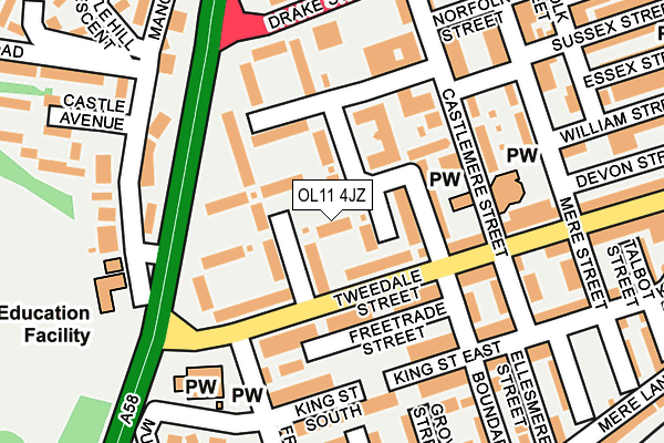 OL11 4JZ map - OS OpenMap – Local (Ordnance Survey)