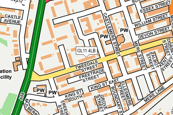OL11 4LB map - OS OpenMap – Local (Ordnance Survey)