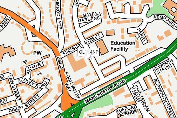 OL11 4NF map - OS OpenMap – Local (Ordnance Survey)