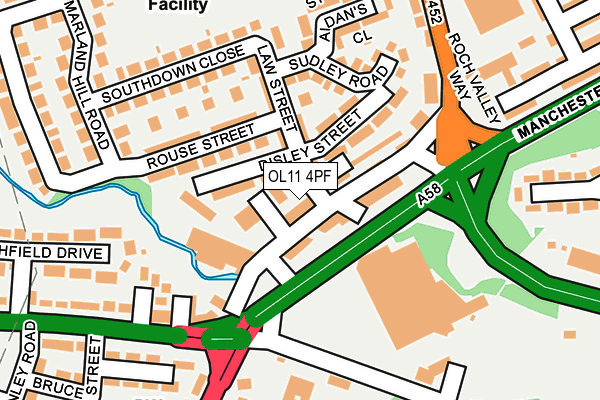 OL11 4PF map - OS OpenMap – Local (Ordnance Survey)