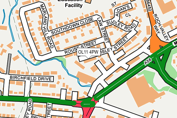 OL11 4PW map - OS OpenMap – Local (Ordnance Survey)