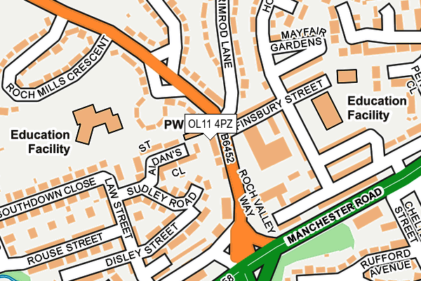 OL11 4PZ map - OS OpenMap – Local (Ordnance Survey)