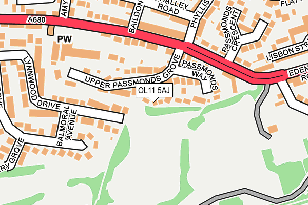 OL11 5AJ map - OS OpenMap – Local (Ordnance Survey)