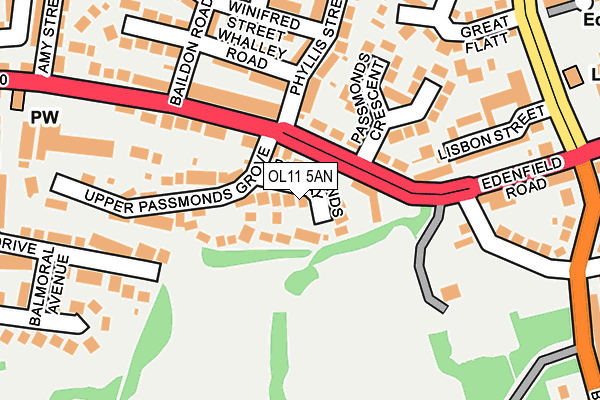 OL11 5AN map - OS OpenMap – Local (Ordnance Survey)