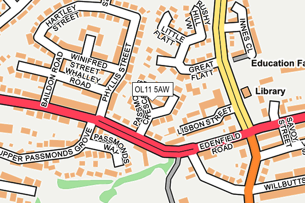 OL11 5AW map - OS OpenMap – Local (Ordnance Survey)