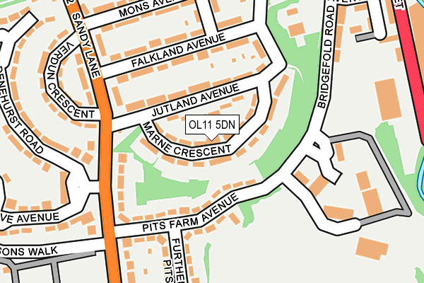 OL11 5DN map - OS OpenMap – Local (Ordnance Survey)