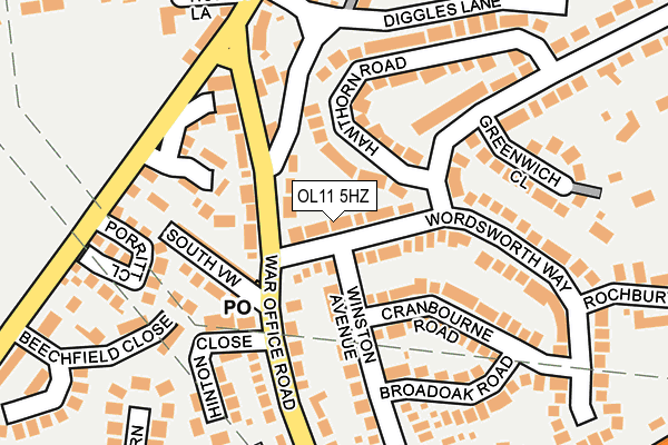 OL11 5HZ map - OS OpenMap – Local (Ordnance Survey)