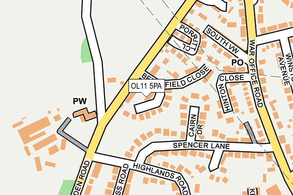 OL11 5PA map - OS OpenMap – Local (Ordnance Survey)