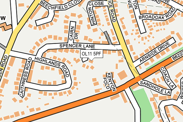 OL11 5PF map - OS OpenMap – Local (Ordnance Survey)