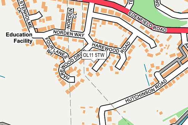 OL11 5TW map - OS OpenMap – Local (Ordnance Survey)