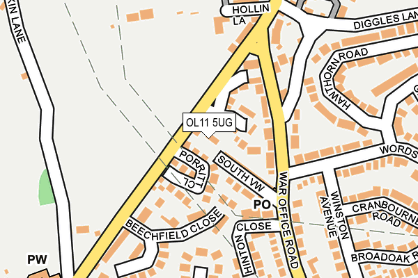 OL11 5UG map - OS OpenMap – Local (Ordnance Survey)