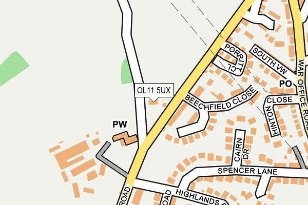 OL11 5UX map - OS OpenMap – Local (Ordnance Survey)