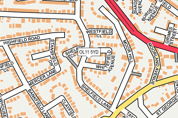 OL11 5YD map - OS OpenMap – Local (Ordnance Survey)