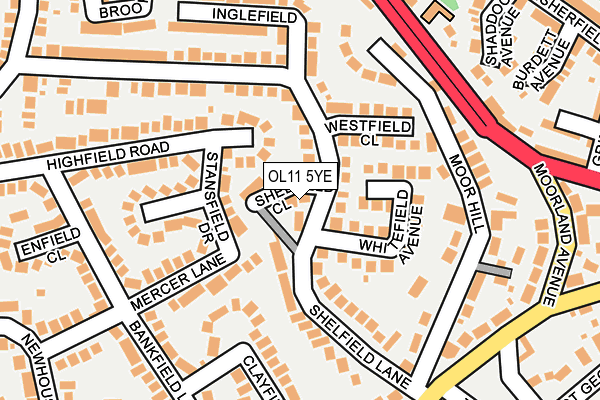 OL11 5YE map - OS OpenMap – Local (Ordnance Survey)