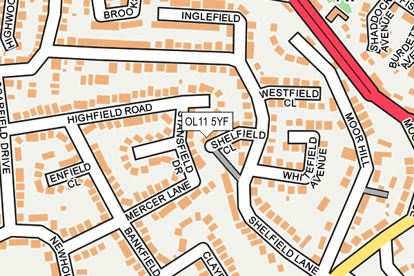 OL11 5YF map - OS OpenMap – Local (Ordnance Survey)