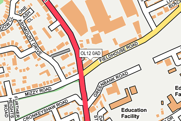 OL12 0AD map - OS OpenMap – Local (Ordnance Survey)