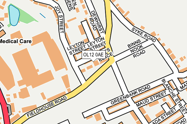 OL12 0AE map - OS OpenMap – Local (Ordnance Survey)
