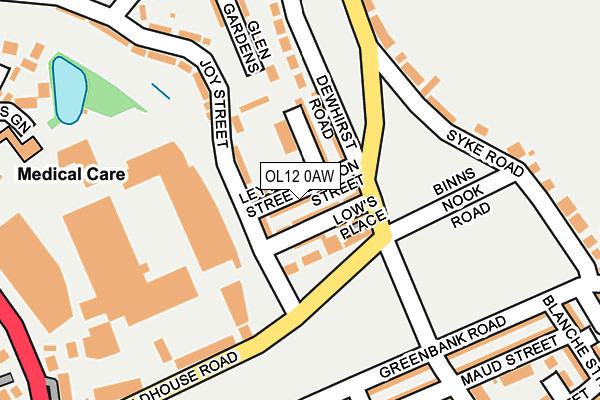 OL12 0AW map - OS OpenMap – Local (Ordnance Survey)