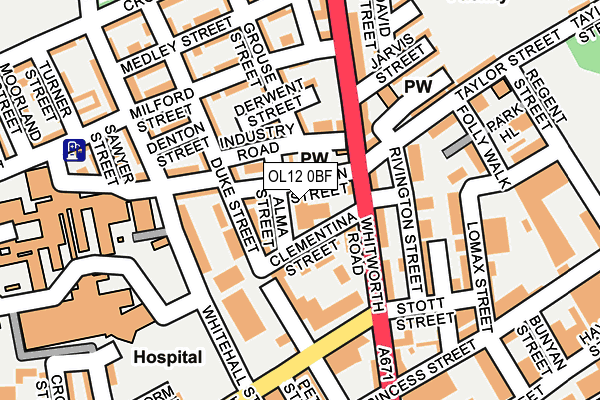 OL12 0BF map - OS OpenMap – Local (Ordnance Survey)