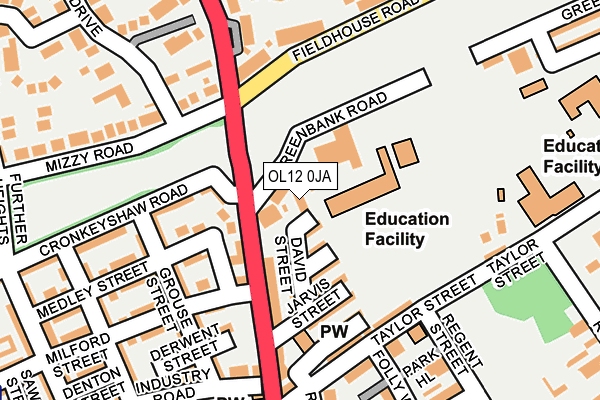 OL12 0JA map - OS OpenMap – Local (Ordnance Survey)
