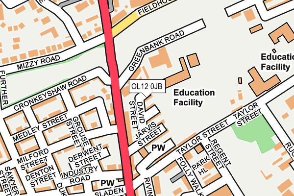 OL12 0JB map - OS OpenMap – Local (Ordnance Survey)