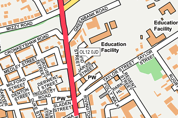 OL12 0JD map - OS OpenMap – Local (Ordnance Survey)