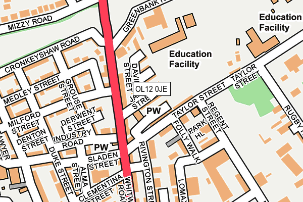 OL12 0JE map - OS OpenMap – Local (Ordnance Survey)