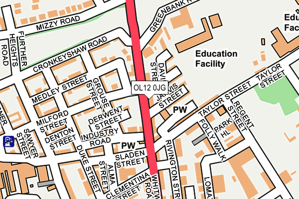 OL12 0JG map - OS OpenMap – Local (Ordnance Survey)