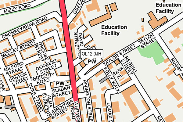 OL12 0JH map - OS OpenMap – Local (Ordnance Survey)