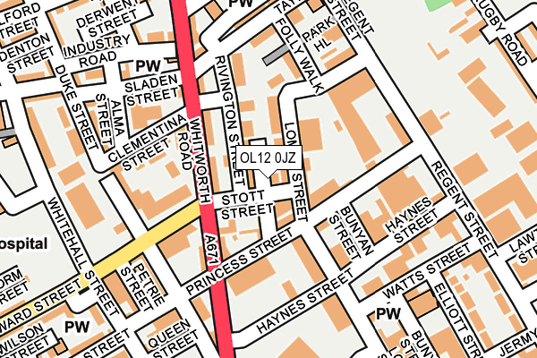 OL12 0JZ map - OS OpenMap – Local (Ordnance Survey)