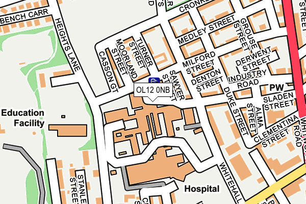 OL12 0NB map - OS OpenMap – Local (Ordnance Survey)