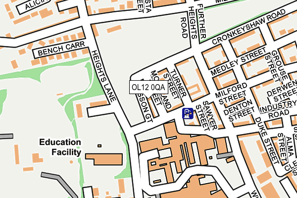 OL12 0QA map - OS OpenMap – Local (Ordnance Survey)