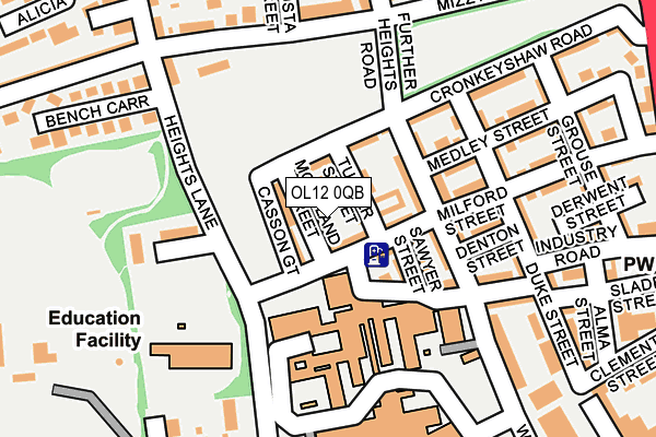 OL12 0QB map - OS OpenMap – Local (Ordnance Survey)