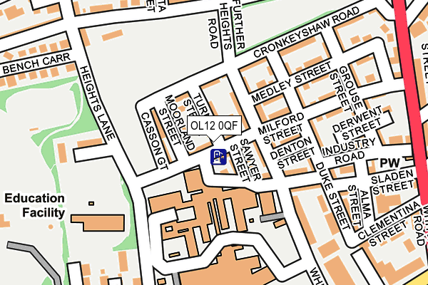 OL12 0QF map - OS OpenMap – Local (Ordnance Survey)