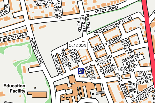 OL12 0QN map - OS OpenMap – Local (Ordnance Survey)