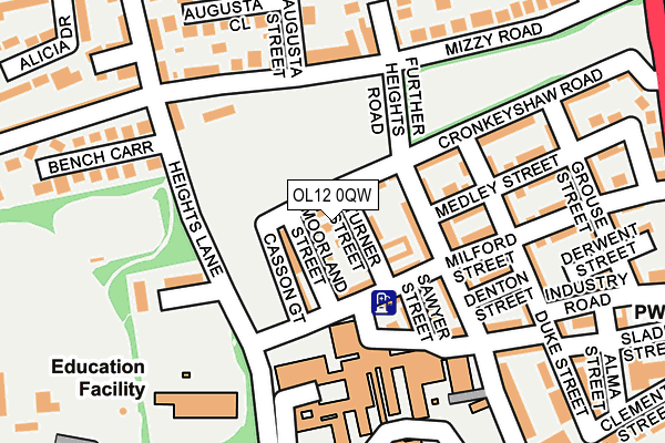 OL12 0QW map - OS OpenMap – Local (Ordnance Survey)