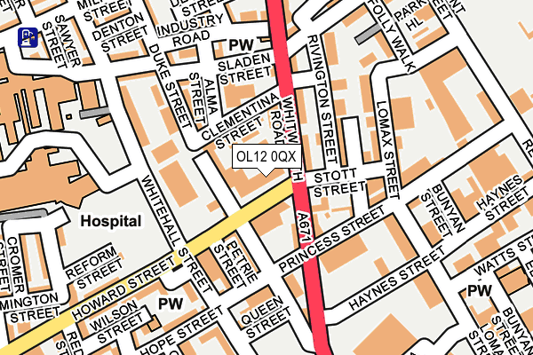 OL12 0QX map - OS OpenMap – Local (Ordnance Survey)