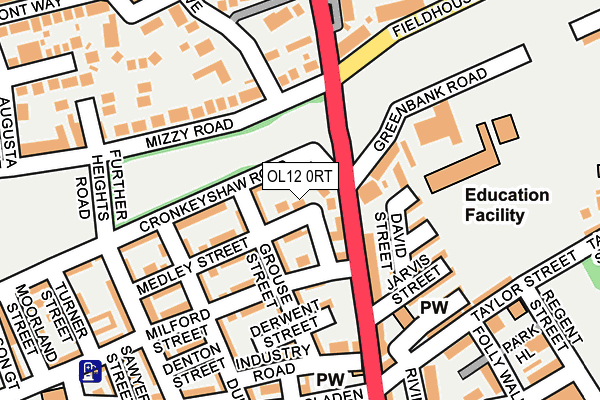 OL12 0RT map - OS OpenMap – Local (Ordnance Survey)