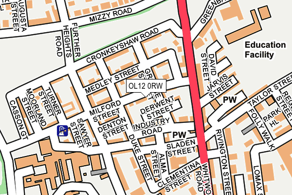 OL12 0RW map - OS OpenMap – Local (Ordnance Survey)