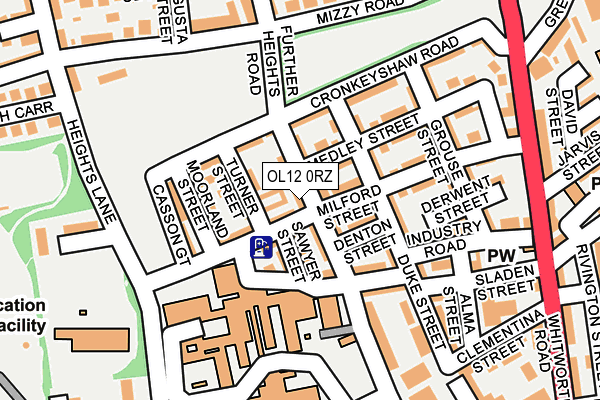 OL12 0RZ map - OS OpenMap – Local (Ordnance Survey)