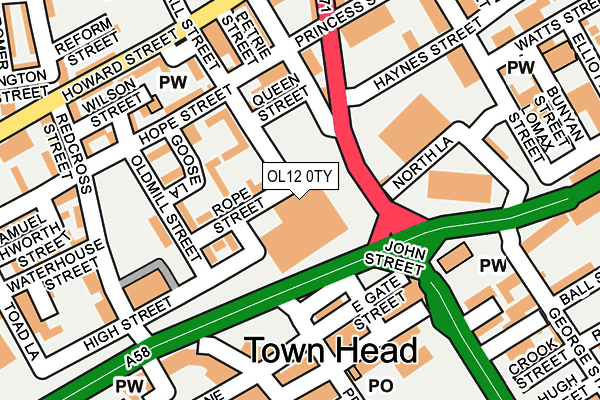OL12 0TY map - OS OpenMap – Local (Ordnance Survey)