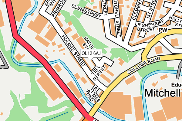 OL12 6AJ map - OS OpenMap – Local (Ordnance Survey)