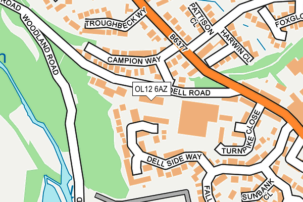 OL12 6AZ map - OS OpenMap – Local (Ordnance Survey)